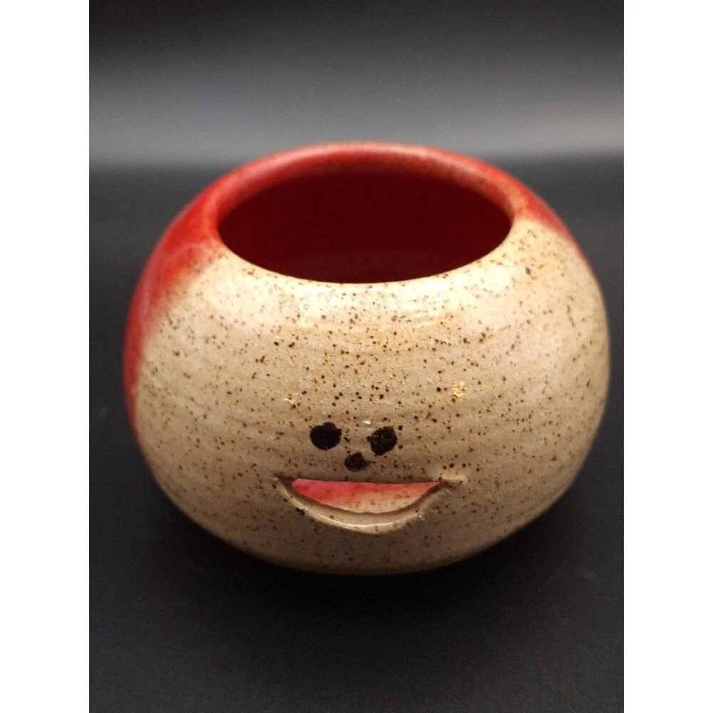 Egg Separator Pottery Orange Beige Two Tone Whimsical  Fun For Kids